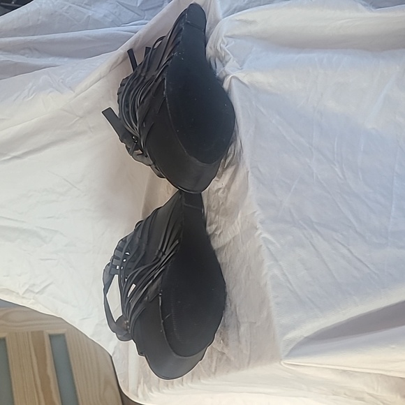 Platform sandals black leather - Picture 3 of 5